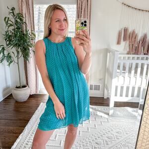Anthropologie Sachin + Babi Flocked Speckle Silk Blend  Mini Dress Teal